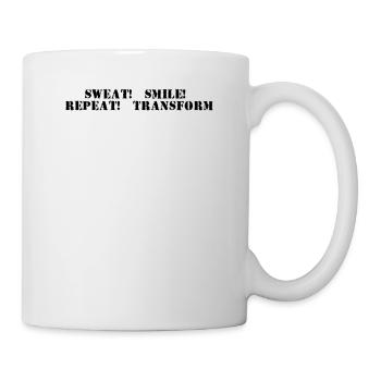 Fitness - Sweat, smile, repeat, transform - Tasse - Weiß - Rechts