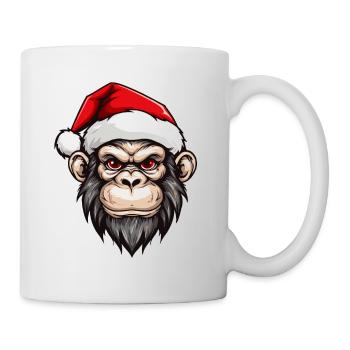 Affe Kopf Weihnachten Xmas - Tasse - Weiß - Rechts