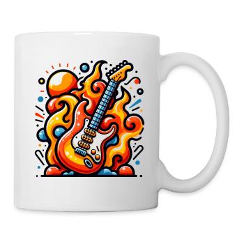 E-Gitarre mit Flammen - Tasse - Weiß - Rechts