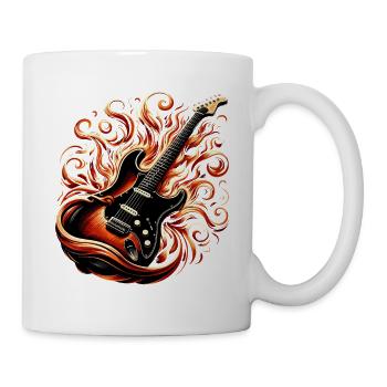 Guitare Électrique avec des Flammes - Mug blanc - blanc - Droite