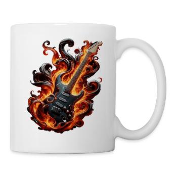 E-Gitarre mit Flammen - Tasse - Weiß - Rechts