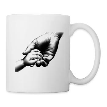 Papa Mama Kind Hände halten - Tasse - Weiß - Rechts
