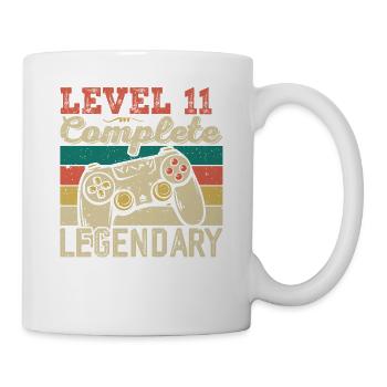 Level 11 abgeschlossen, Geschenk zum 11. Geburtstag - Tasse - Weiß - Rechts