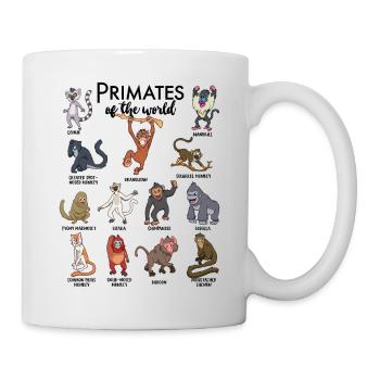 Verschiedene Affen - Arten von Primaten - Tasse - Weiß - Rechts
