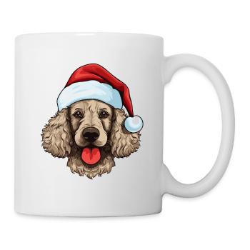 Pudel Hund Kopf Weihnachten Xmas - Tasse - Weiß - Rechts