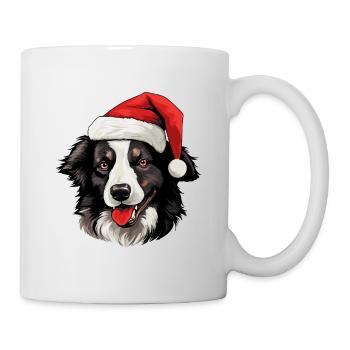 Border Collie tête de chien Noël Noël - Mug blanc - blanc - Droite