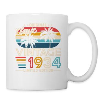 Stilvoller 90. Geburtstag - Jahrgang 1934 - Tasse - Weiß - Rechts