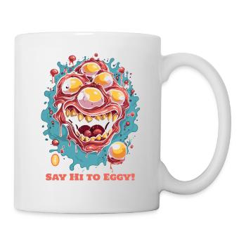 Sag Hallo zu Eggy, dem Monster der gebratenen Eier - Tasse - Weiß - Rechts