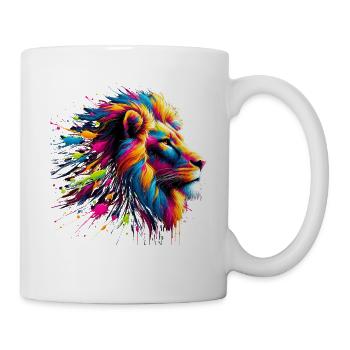 Lion Animal Print Art Animal Lover Multi Colored Lion - Mug - white - Right