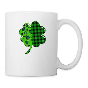 Büffel Grün Leopard Plaid Kleeblatt Cool - Tasse - Weiß - Rechts