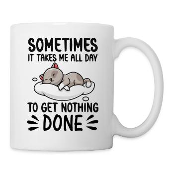 Doing nothing lazy Cat sleeping funny Cats Katzen - Mug - white - Right
