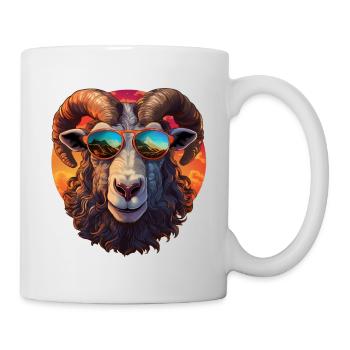 Sven the cool, friendly proud ram - Mug - white - Right