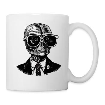 A gray alien politician with big glasses - Mug - white - Right