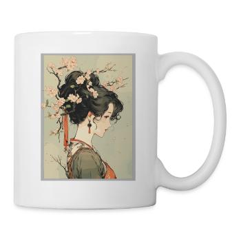 Vintage Japanisch Ästhetik Otaku Anime Girl - Tasse - Weiß - Rechts