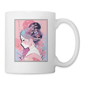 Vintage Japanisch Ästhetik Otaku Anime Girl - Tasse - Weiß - Rechts