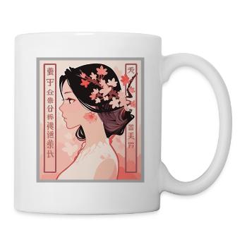 Vintage Japanisch Ästhetik Otaku Anime Girl - Tasse - Weiß - Rechts