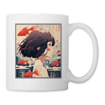 Vintage Japanisch Ästhetik Otaku Anime Girl - Tasse - Weiß - Rechts