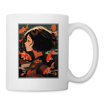 Vintage Japanisch Ästhetik Otaku Anime Girl - Tasse - Weiß - Rechts