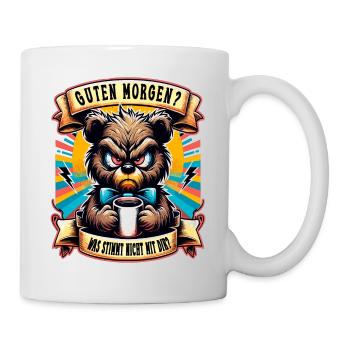 Guten Morgen Teddybär Morgenmuffel Lustiger Spruch - Tasse - Weiß - Rechts