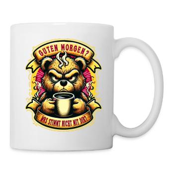 Guten Morgen Teddybär Morgenmuffel Lustiger Spruch - Tasse - Weiß - Rechts