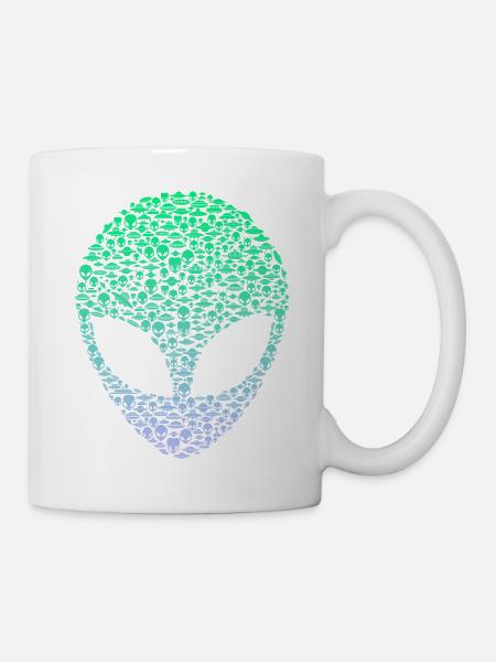 Außerirdischer Mars-UFO-Alien-Kopf - Tasse - Weiß