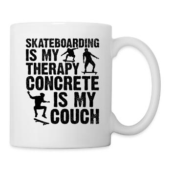 Skateboarding Is My Therapy Concrete Is My Couch - Tasse - Weiß - Rechts