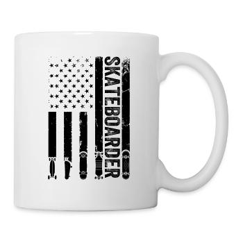 Skate park skateboarder US flag - Mug - white - Right