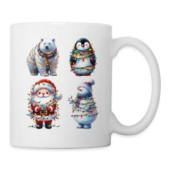 Vier Freunde mit Lichterketten - Tasse - Weiß - Rechts