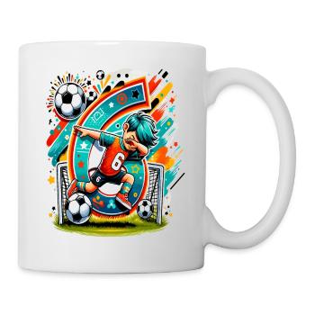 Idée de chemise d’anniversaire de football garçon de 6 ans - Mug blanc - blanc - Droite
