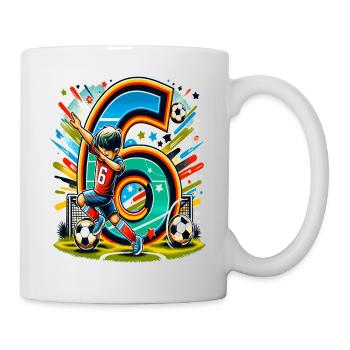Idée de chemise d’anniversaire de football garçon de 6 ans - Mug blanc - blanc - Droite
