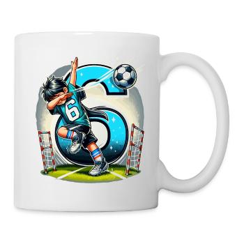 Idée de chemise d’anniversaire de football garçon de 6 ans - Mug blanc - blanc - Droite