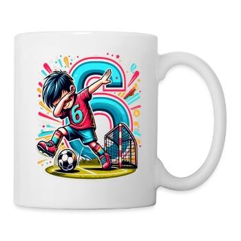 Idée de chemise d’anniversaire de football garçon de 6 ans - Mug blanc - blanc - Droite