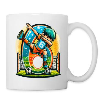 Idée de chemise d’anniversaire de football garçon de 6 ans - Mug blanc - blanc - Droite