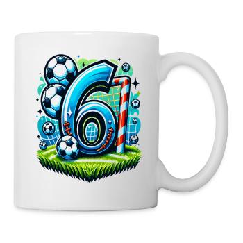 Idée de chemise d’anniversaire de football garçon de 6 ans - Mug blanc - blanc - Droite