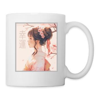 Vintage Japanisch Ästhetik Otaku Anime Girl - Tasse - Weiß - Rechts