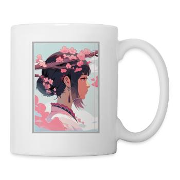 Vintage Japanisch Ästhetik Otaku Anime Girl - Tasse - Weiß - Rechts
