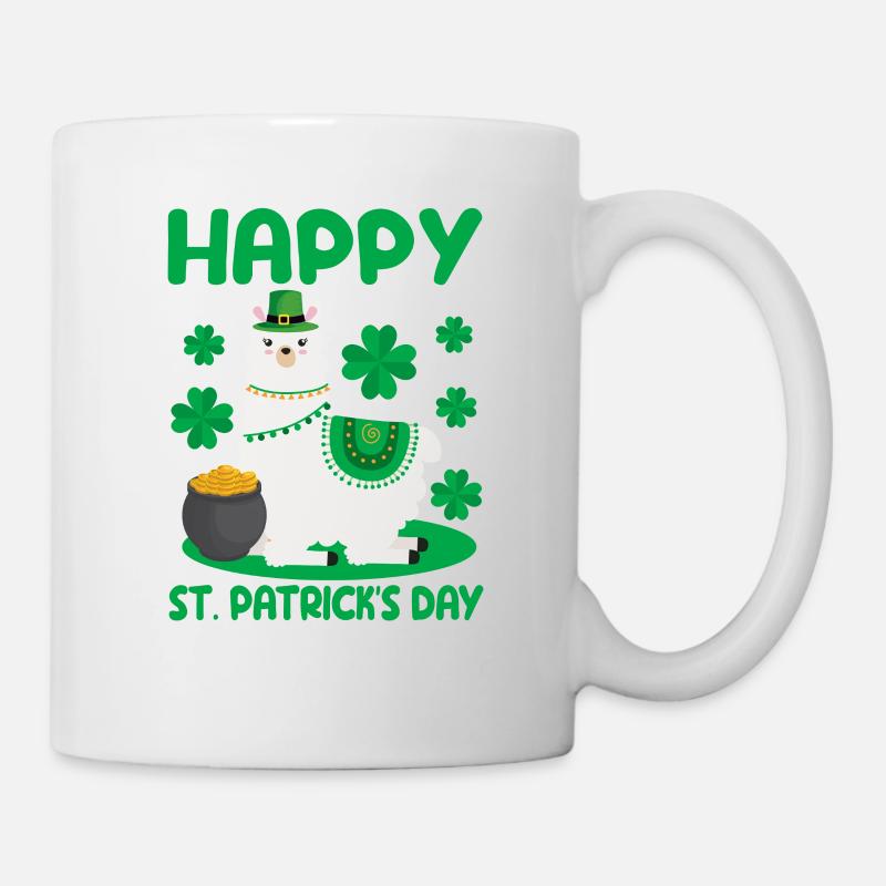 Glücklich St. Patricks Day Llama Grün Alpaka Lucky - Tasse - Weiß