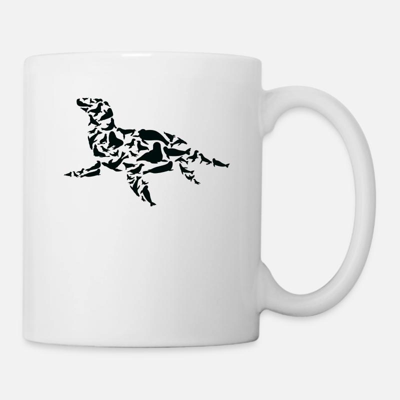Robbe Seelöwe Robben Silhouette - Tasse - Weiß