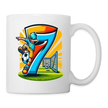 7 Jahre Alter Junge Fußball Geburtstag Shirt Idee - Tasse - Weiß - Rechts