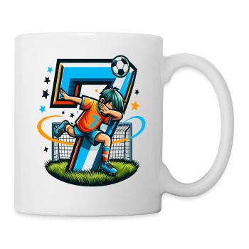 7 Jahre Alter Junge Fußball Geburtstag Shirt Idee - Tasse - Weiß - Rechts