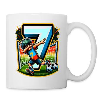 7 Year Old Boy Football Birthday Shirt Idea - Mug - white - Right