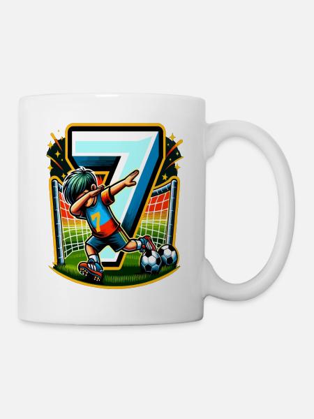 7 Year Old Boy Football Birthday Shirt Idea - Mug - white