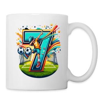 7 Jahre Alter Junge Fußball Geburtstag Shirt Idee - Tasse - Weiß - Rechts