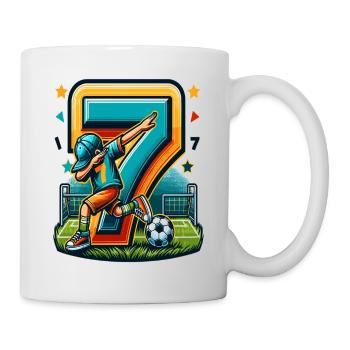 7 Jahre Alter Junge Fußball Geburtstag Shirt Idee - Tasse - Weiß - Rechts