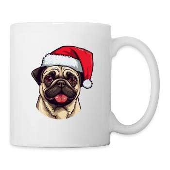 Pug Hund Mops Weihnachten Kopf - Tasse - Weiß - Rechts