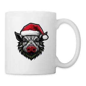 Tête d’animal de Noël de sanglier - Mug blanc - blanc - Droite