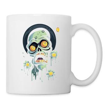 Blumen Power und ein erschrockener Schädel - Tasse - Weiß - Rechts