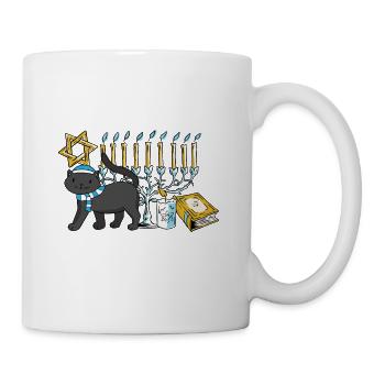 Juif Joyeux Hanoukka Meowzel Tov Chat Maman Papa - Mug blanc - blanc - Droite