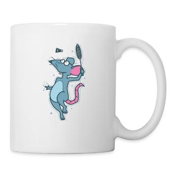 Rat jouant au badminton rongeur - Mug blanc - blanc - Droite