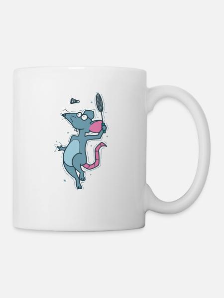 Ratte spielt Badminton Nagetier - Tasse - Weiß